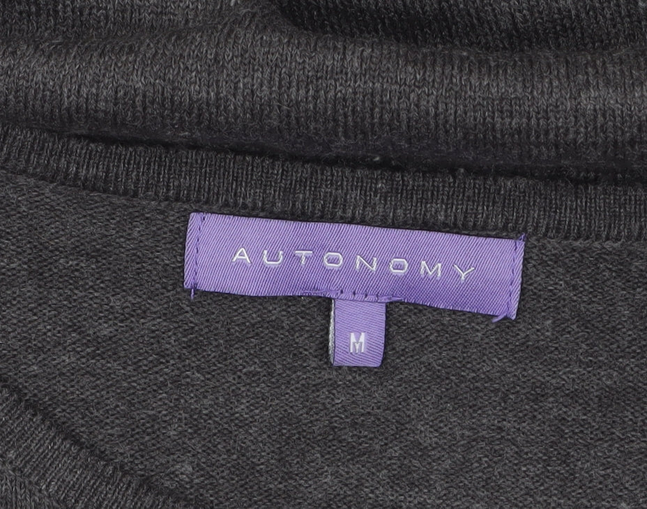 Autonomy Women's Grey Purple Geometric Button Cardigan M