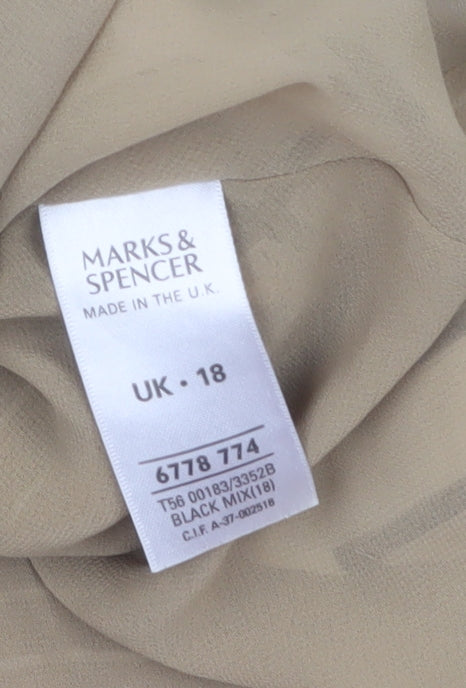 Marks & Spencer Women’s Multicoloured Geometric Tie Shoulder V-Neck Chiffon Blouse Size 18