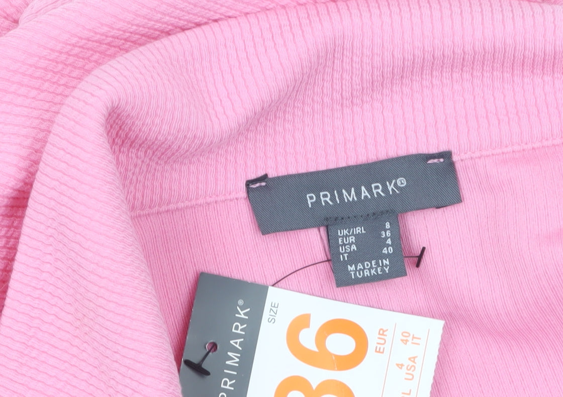 Primark Womens Pink Size 8 Sleeveless Collared Bodycon Knit Dress