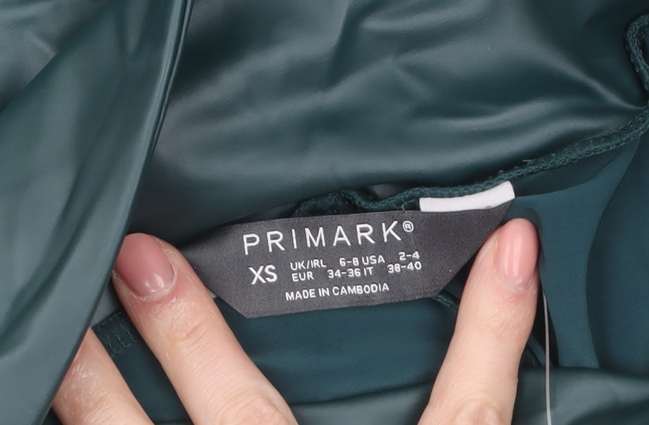 Primark Womens Green Faux Leather High Waist XS Leggings