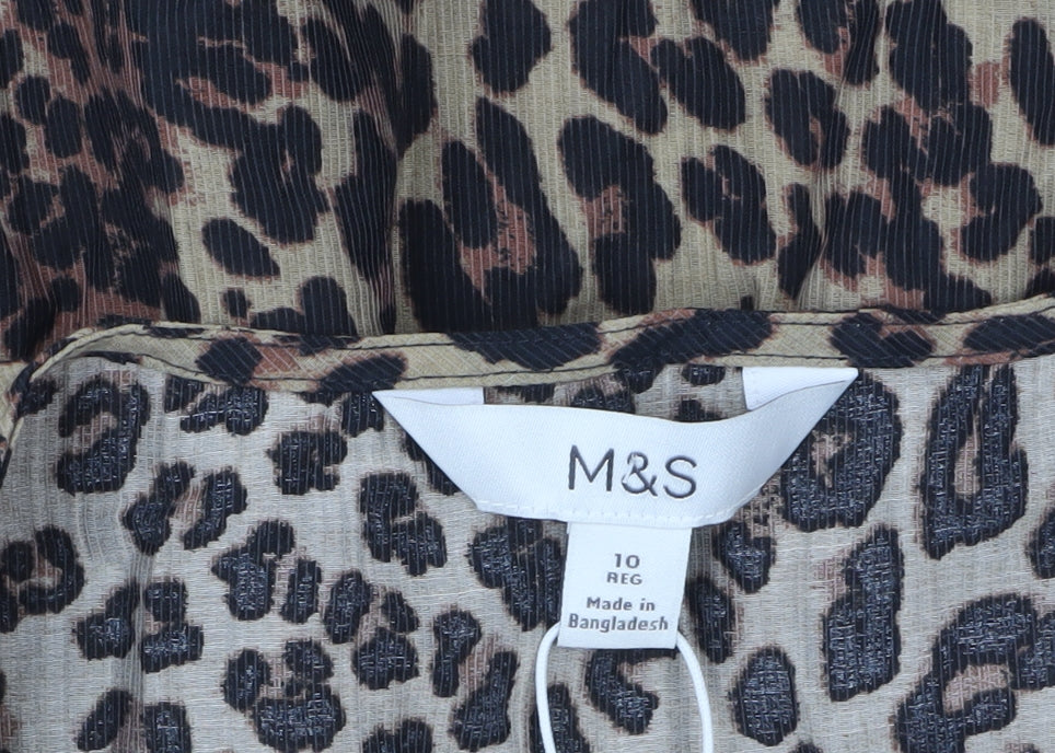 Marks & Spencer Women Brown Leopard Print Shift Dress Size 10