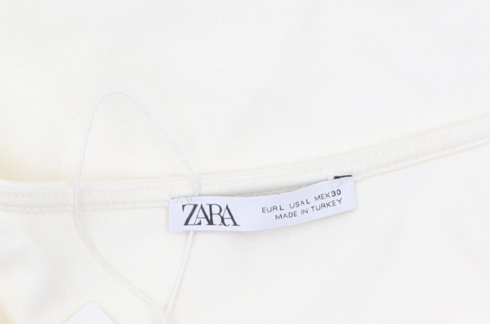 Zara Women Ivory One Shoulder Bodycon Dress Size L