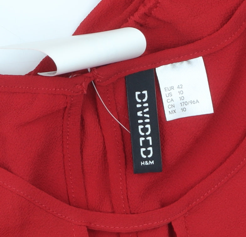 H&M Divided Women’s Red Cropped Twist Front Blouse Size 14