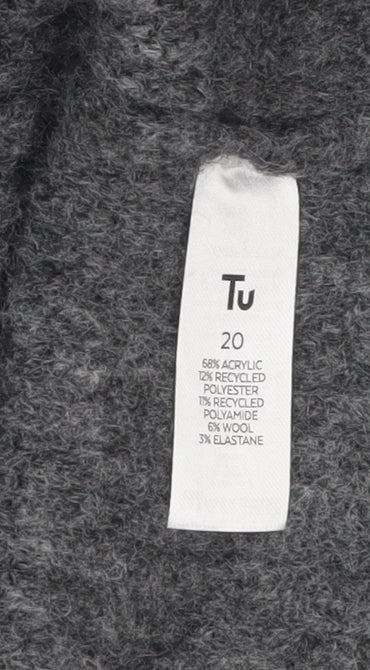 Tu Women Grey Roll Neck Sleeveless Knit Vest Jumper Size 20