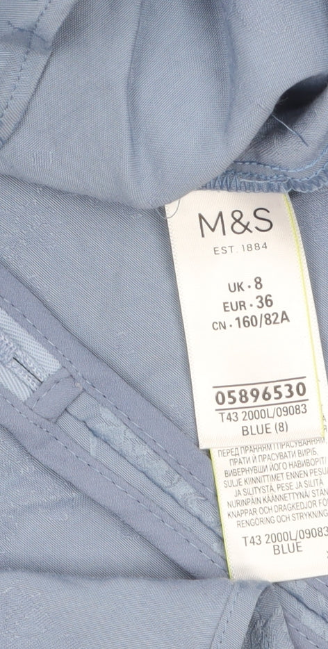 Marks & Spencer Womens Blue Floral Long Sleeve Tunic Blouse UK 8
