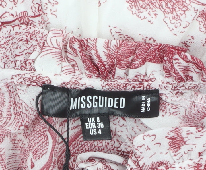 Missguided Women's Multicoloured Size 8 A-Line Chiffon Ruffle Mini Dress