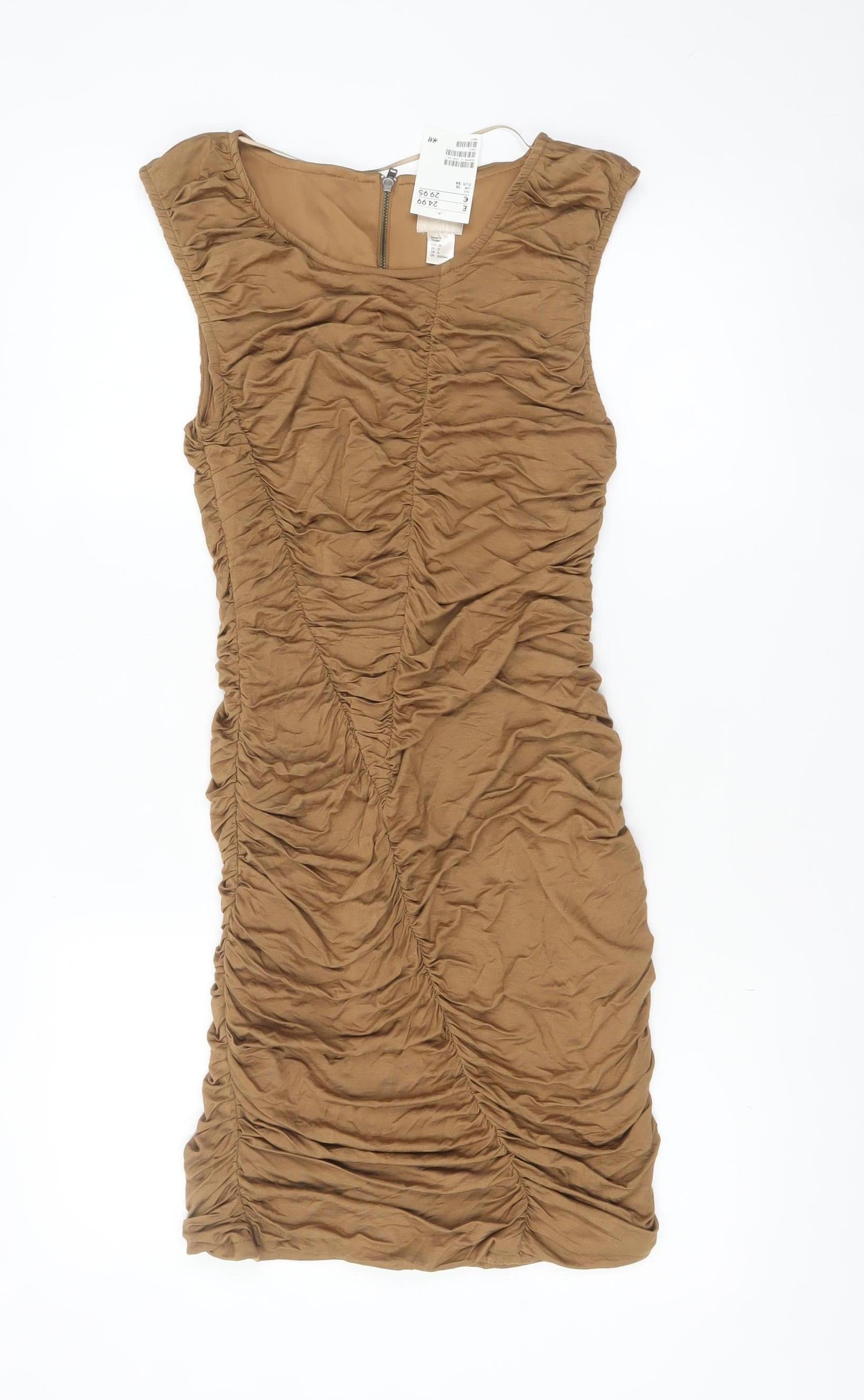 h&m brown ruched dress Ladies - Brown Draped Off-the-Shoulder Dress - Size: XS