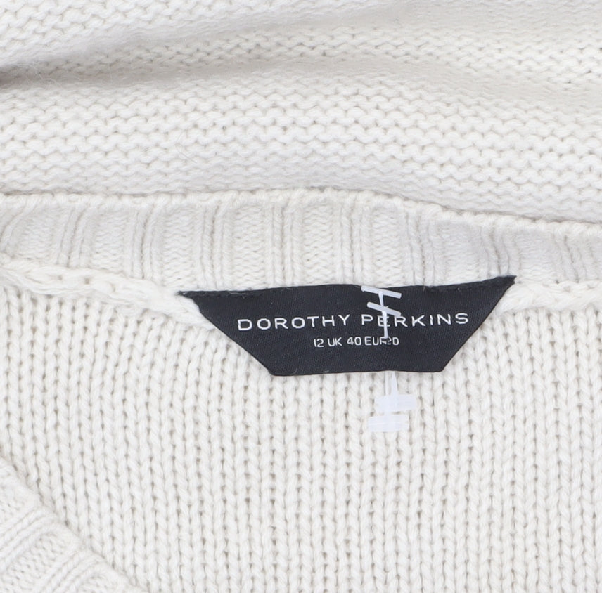 Dorothy Perkins Women’s Ivory Cable Knit Tunic Jumper Size 12