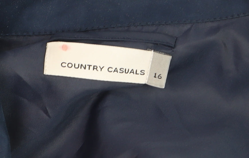 Country Casuals Women Blue Size 16 Button-Up 3/4 Sleeve Shirt