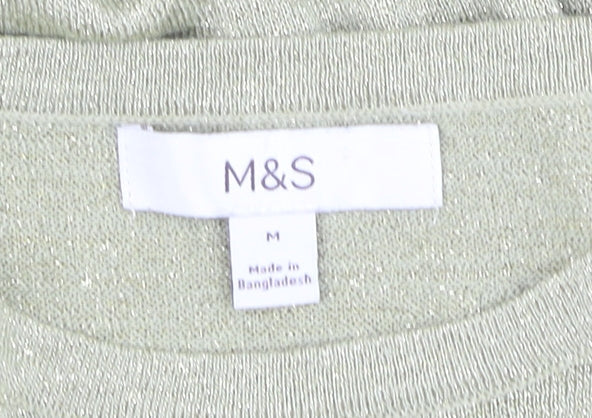 Marks & Spencer Women’s Light Green Glitter Knit T-Shirt Medium
