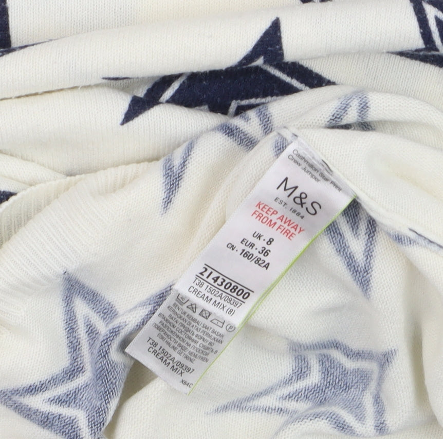 Marks and Spencer Women's Ivory Star Print Jumper UK 8