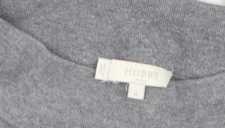 Hobbs Women Grey White Striped Roll Neck Cotton Jumper Size M