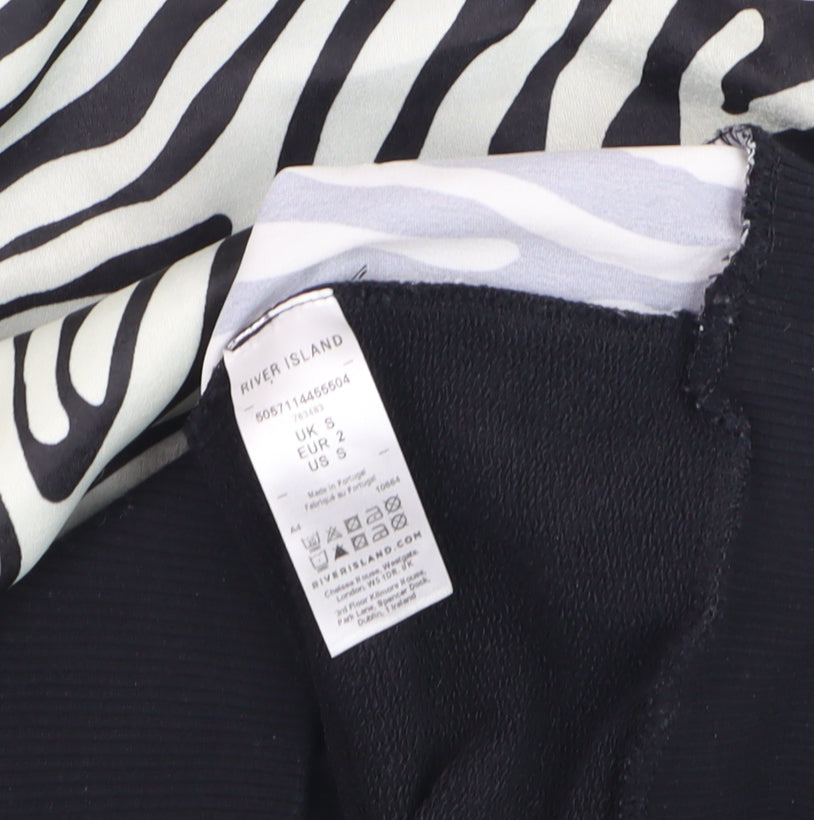 River Island Women's Black Zebra Print Pullover Jumper Size 2