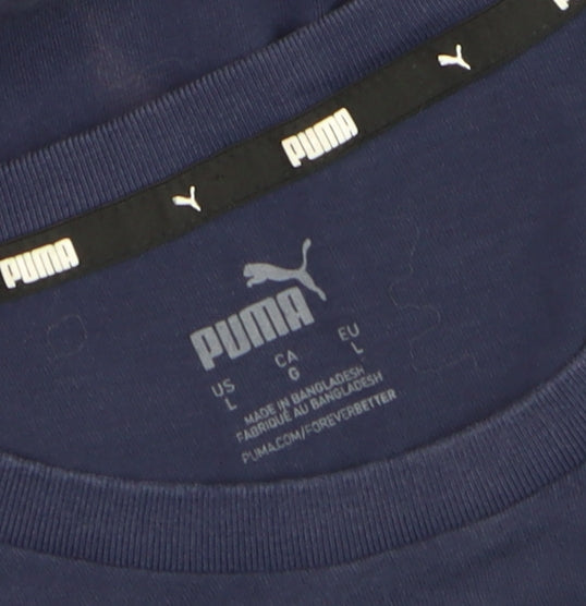 Puma Men's Navy Red White Colourblock Logo Short Sleeve T-Shirt L