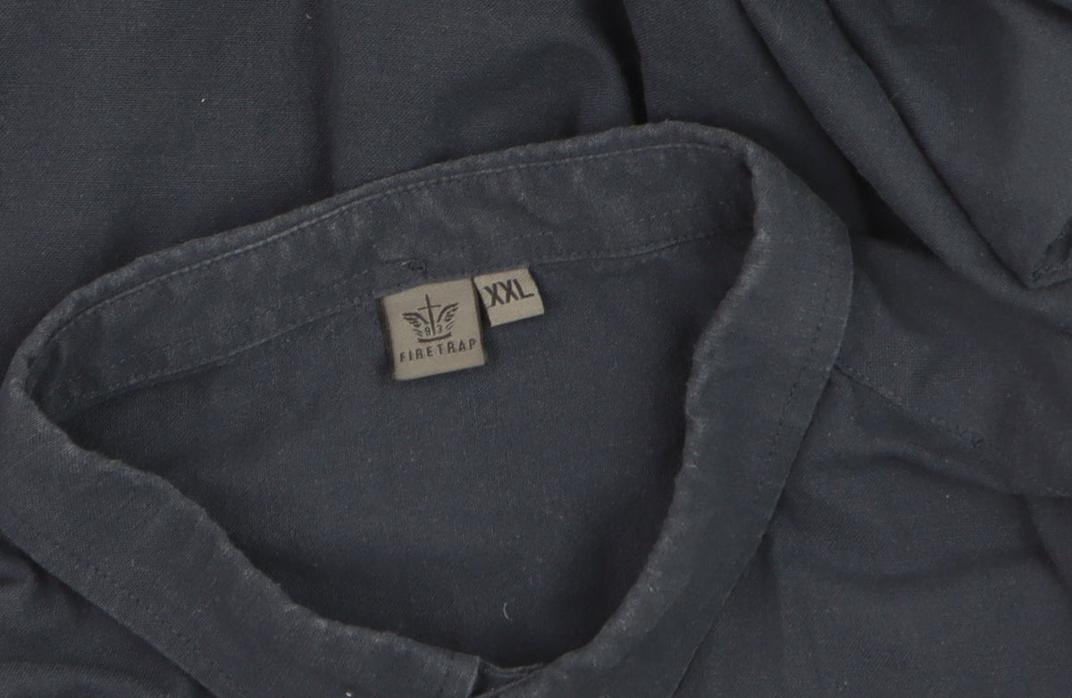 Firetrap Men's Navy Blue XXL Classic Long Sleeve Dress Shirt
