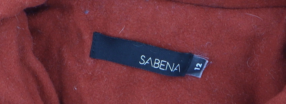 Sabena Women's Red Wool Cashmere Blend Mid-Length Overcoat Size 12