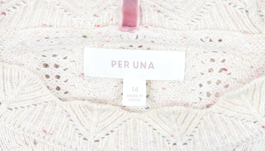 Marks & Spencer Per Una Women Beige Knit Jumper Size 14 Pullover