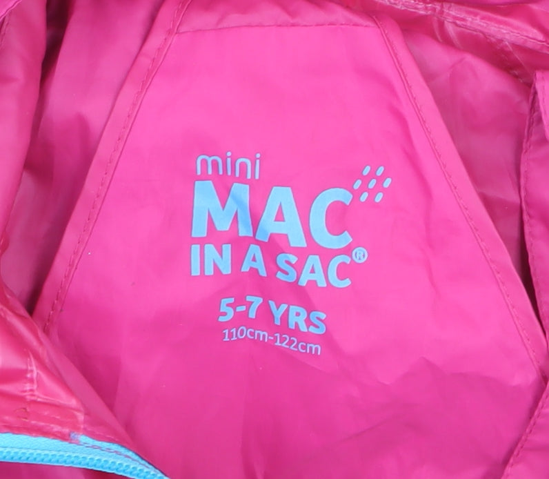 Mac In A Sac Girls Pink Waterproof Hooded Rain Coat Jacket 5-7 Years