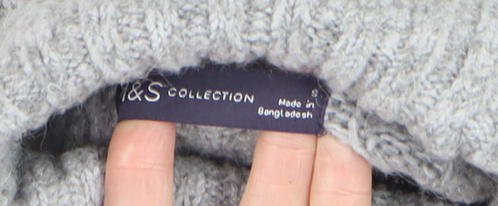 Marks & Spencer Men's Grey Cable Knit Roll Neck Jumper Size S