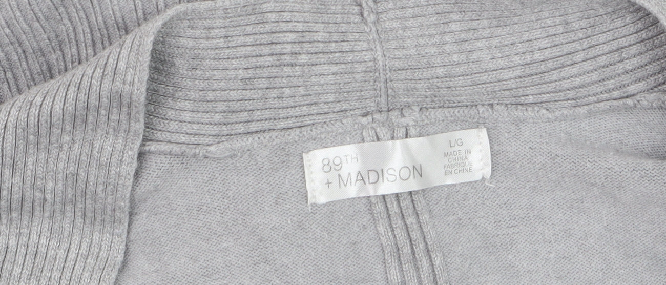 89th + Madison Women's Grey Long Sleeve Open Knit Cardigan Size L