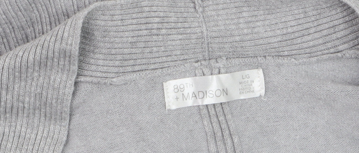 89th + Madison Women's Grey Long Sleeve Open Knit Cardigan Size L