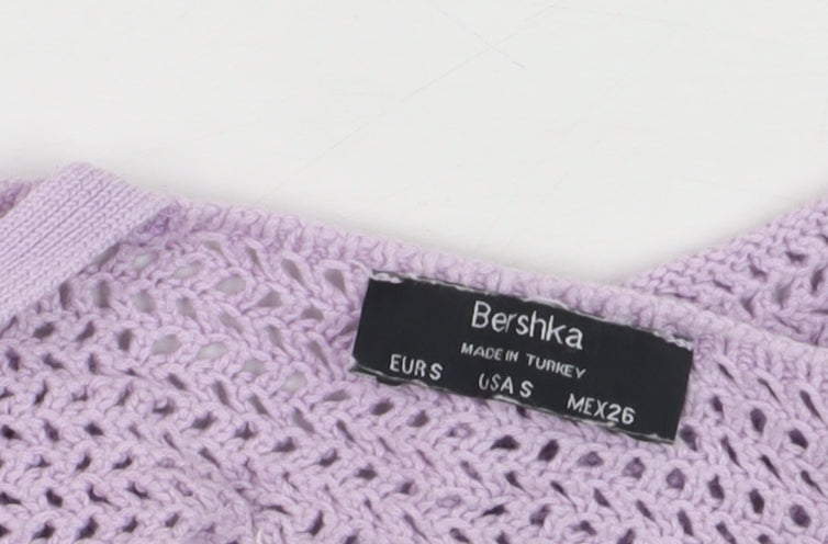 Bershka Women Purple Knit Camisole Tank Top Size S