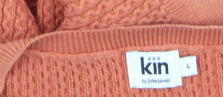 Kin by John Lewis Men's Orange Cotton Waffle Knit Jumper L