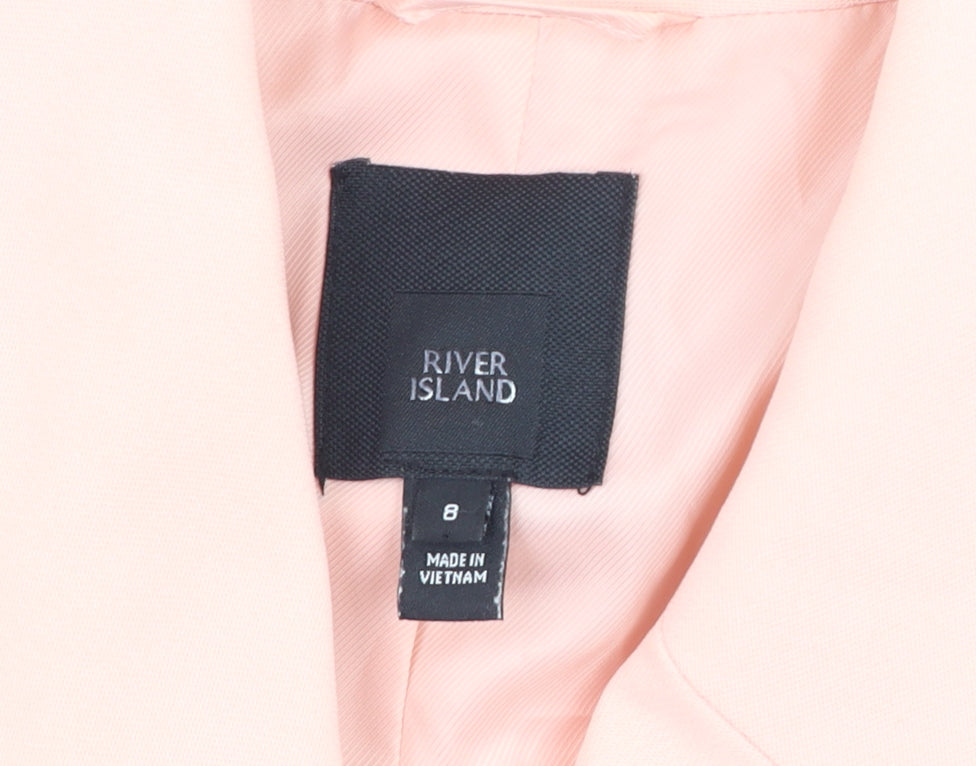 River Island Women Pink Double-Breasted Blazer Jacket Size 8