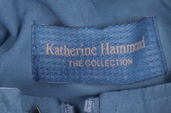 Katherine Hammond Women's Blue Long Coat Size 14 Lined Overcoat