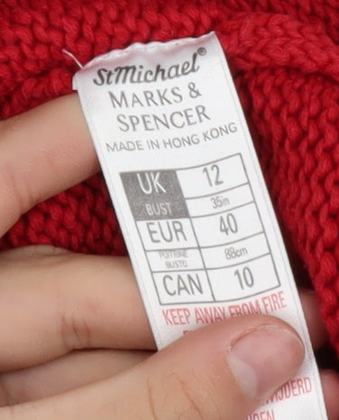 Marks & Spencer Women’s Red Cotton Roll Neck Jumper Size 12