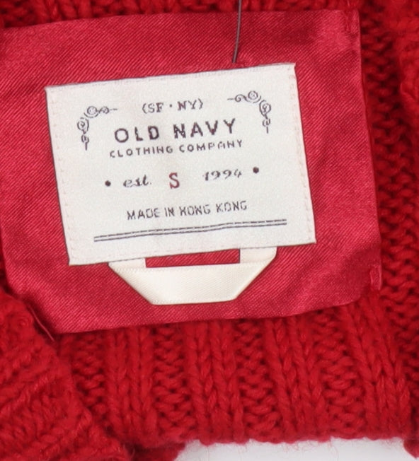 Old Navy Women's Red Cable-Knit Shawl Pullover Jumper Size S