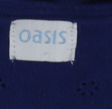 Oasis Women Blue Knit A-Line Knee Length Dress Size 10