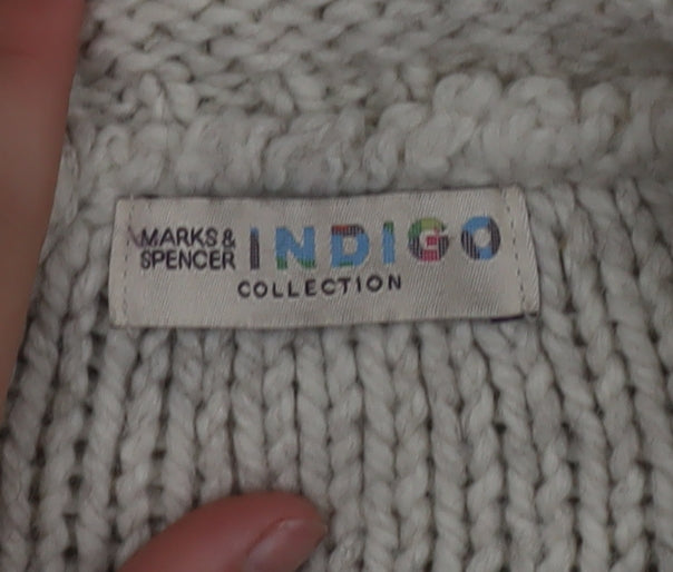 Marks & Spencer Women Beige Knit Jumper UK 12 Wool Blend Casual