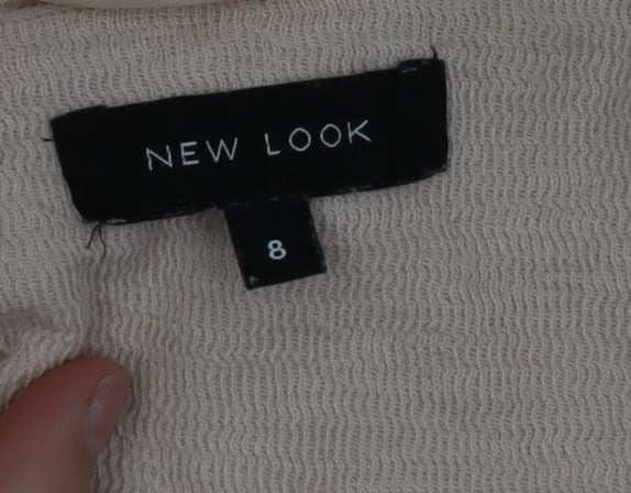 New Look Women Beige Cotton Blend Open Cardigan Size 8
