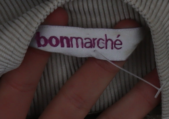 Bonmarché Women Beige Corduroy Belted Zip Jacket Size 12