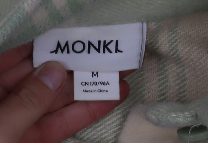 Monki Women Green Check Fleece Button Jacket Size 12