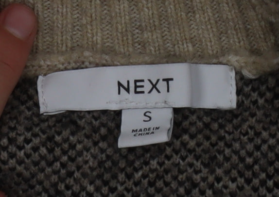 Next Women's Beige Leopard Print Crew Neck Jumper Size S
