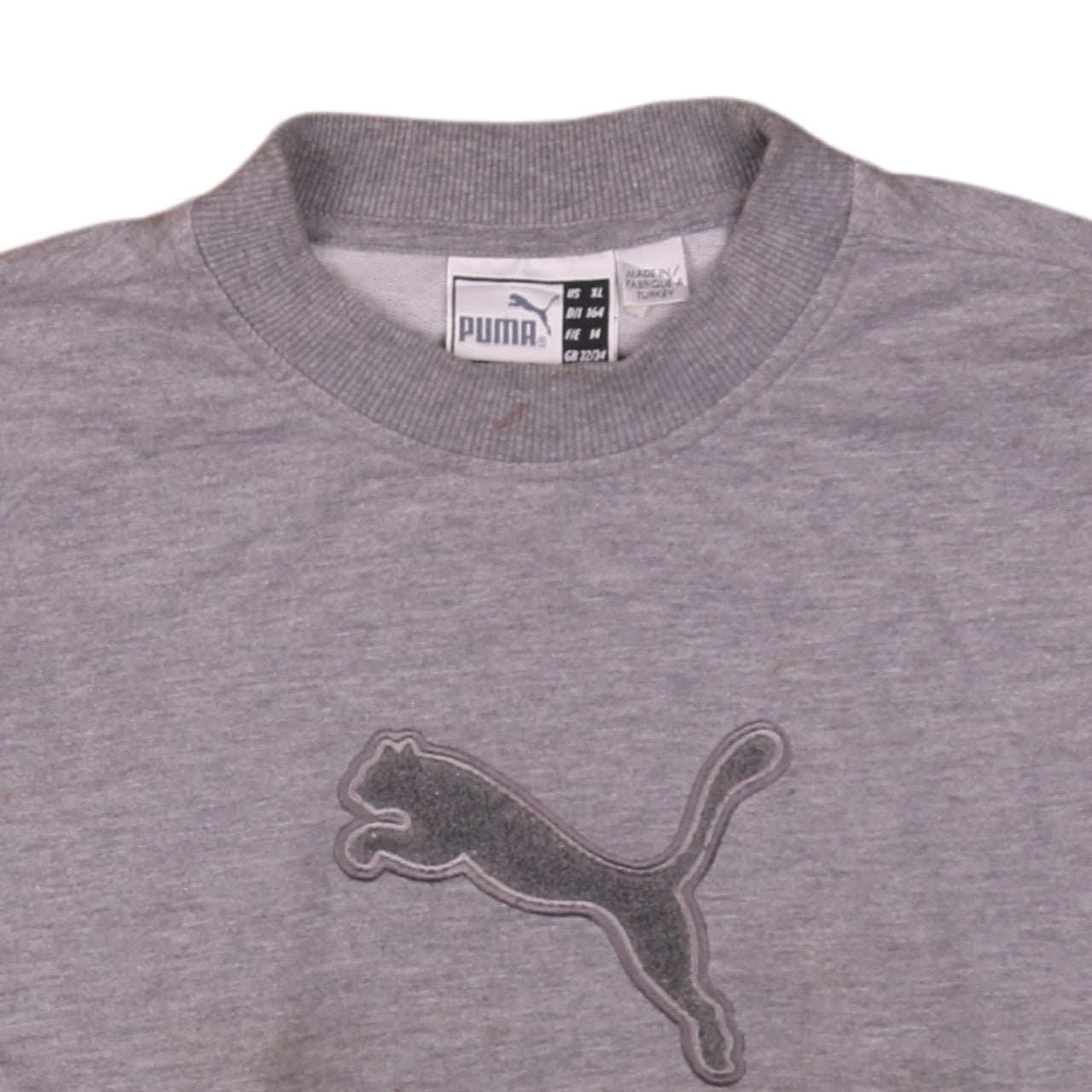 Puma Boys Grey Crew Neck Pullover Sweatshirt Size 164 Logo Embroidered Top