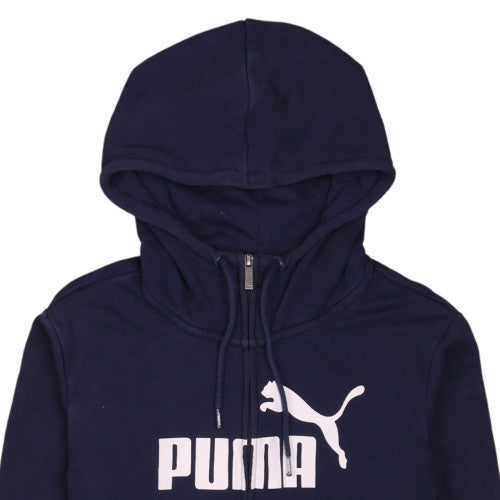 Puma Womens Navy Blue Full Zip Hoodie Size 12 Hooded Sweatshirt