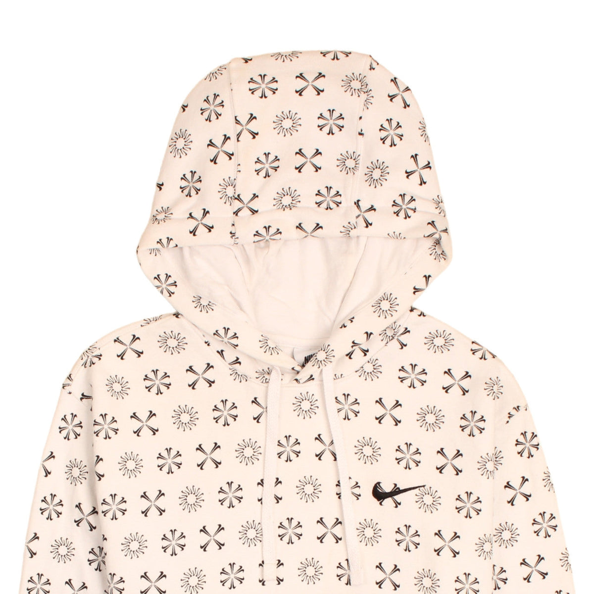 Nike Men's Beige Logo Pullover Hoodie Size S Fleece Sweatshirt