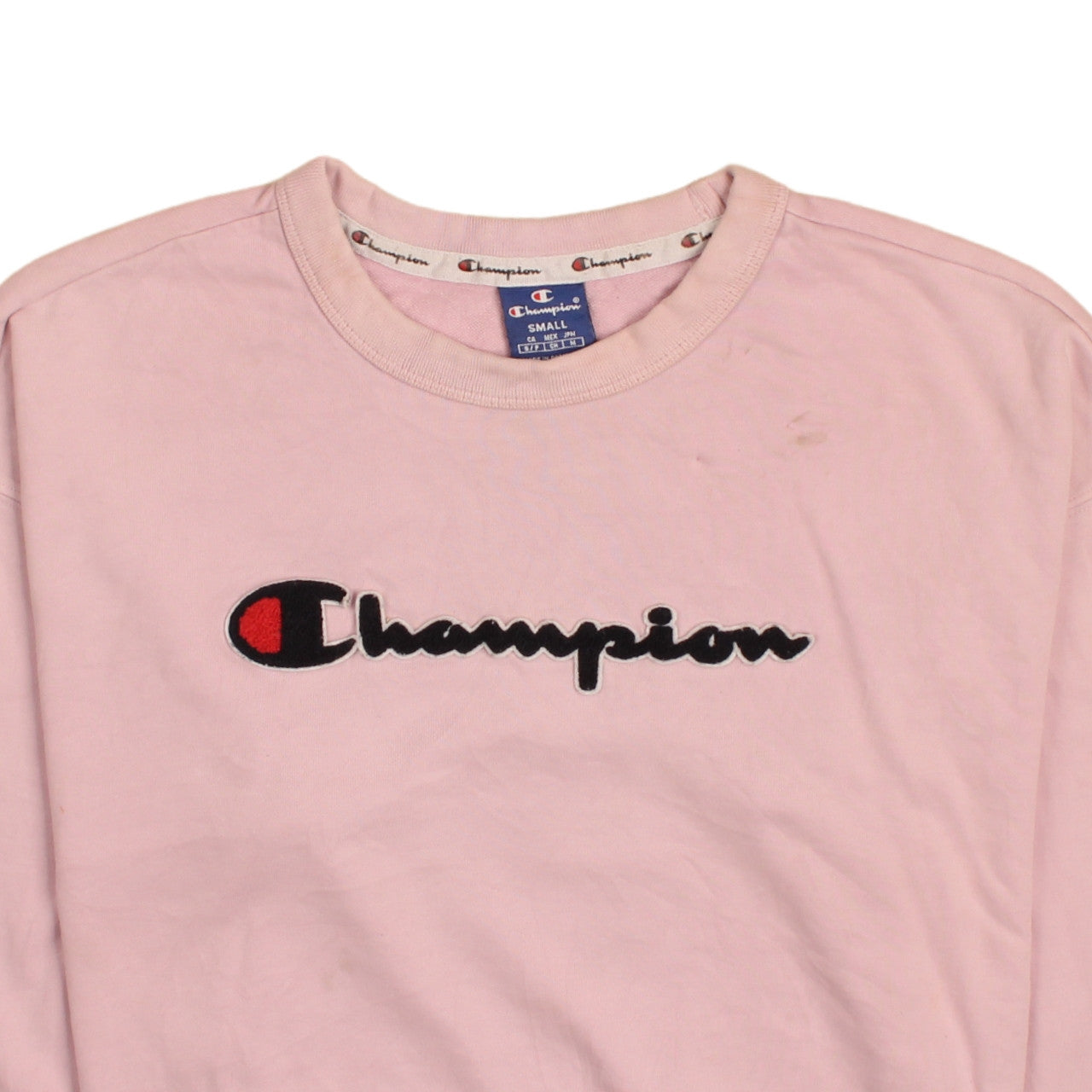 Champion Womens Pink Small Pullover Sweatshirt with Logo Embroidery