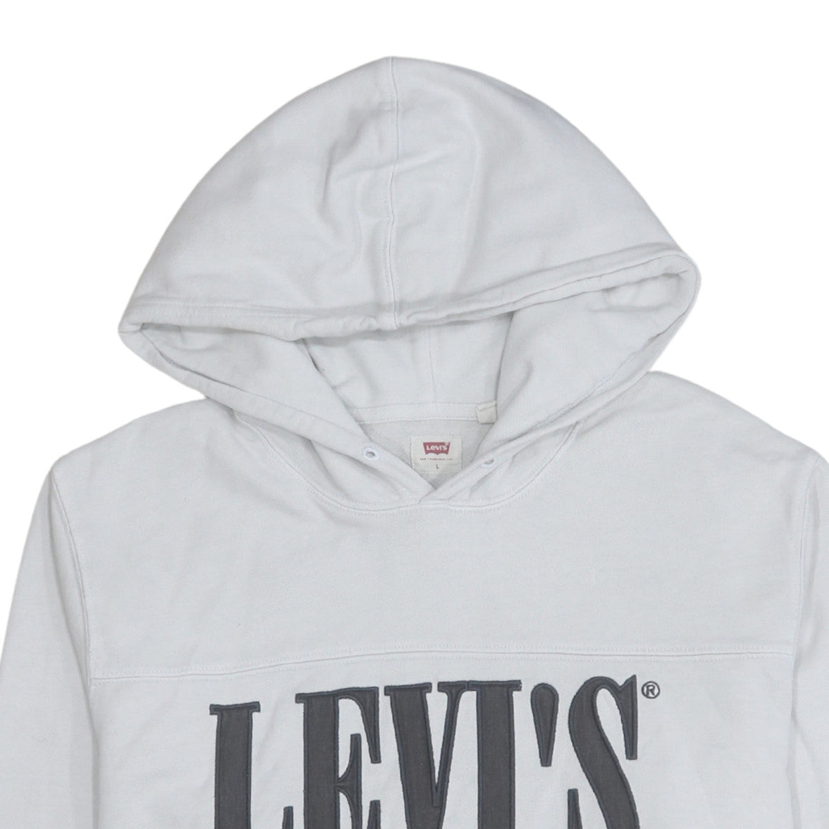 Levi's Men's White Pullover Hoodie L Logo Fleece Sweatshirt