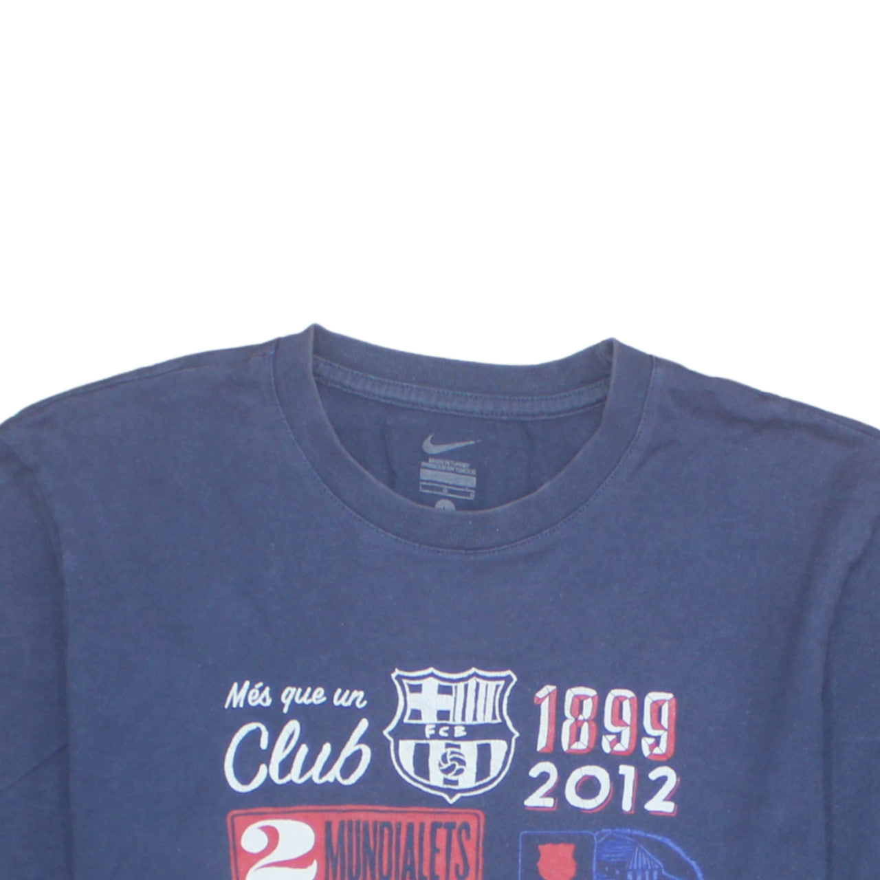 Nike FC Barcelona Navy Graphic T-Shirt Men L Short Sleeve Cotton