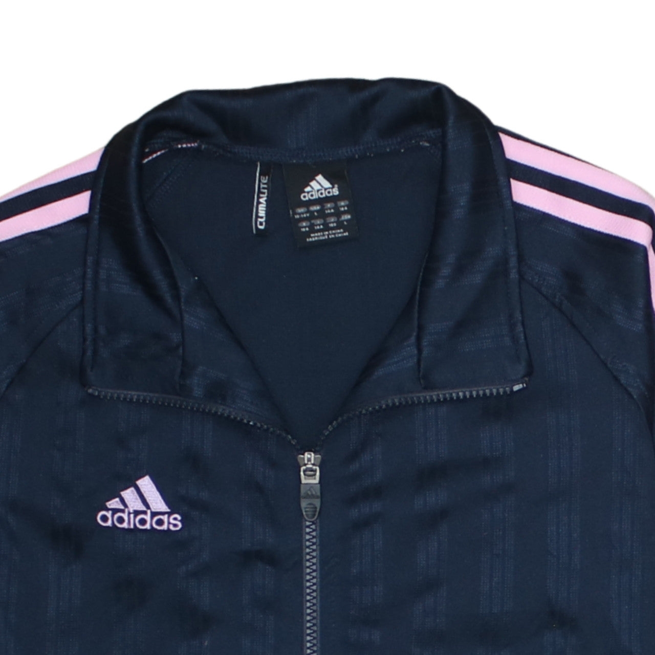 adidas Girls Blue Pink Stripe Climalite Track Jacket Size 13-14 Years