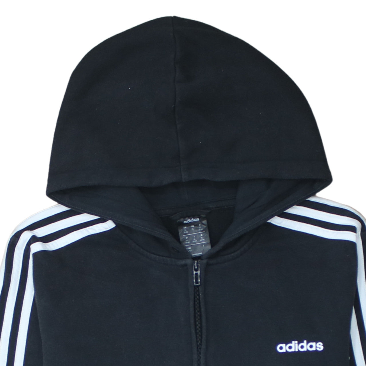 Adidas Womens Black XL Full Zip Hoodie Sweatshirt with 3 Stripes