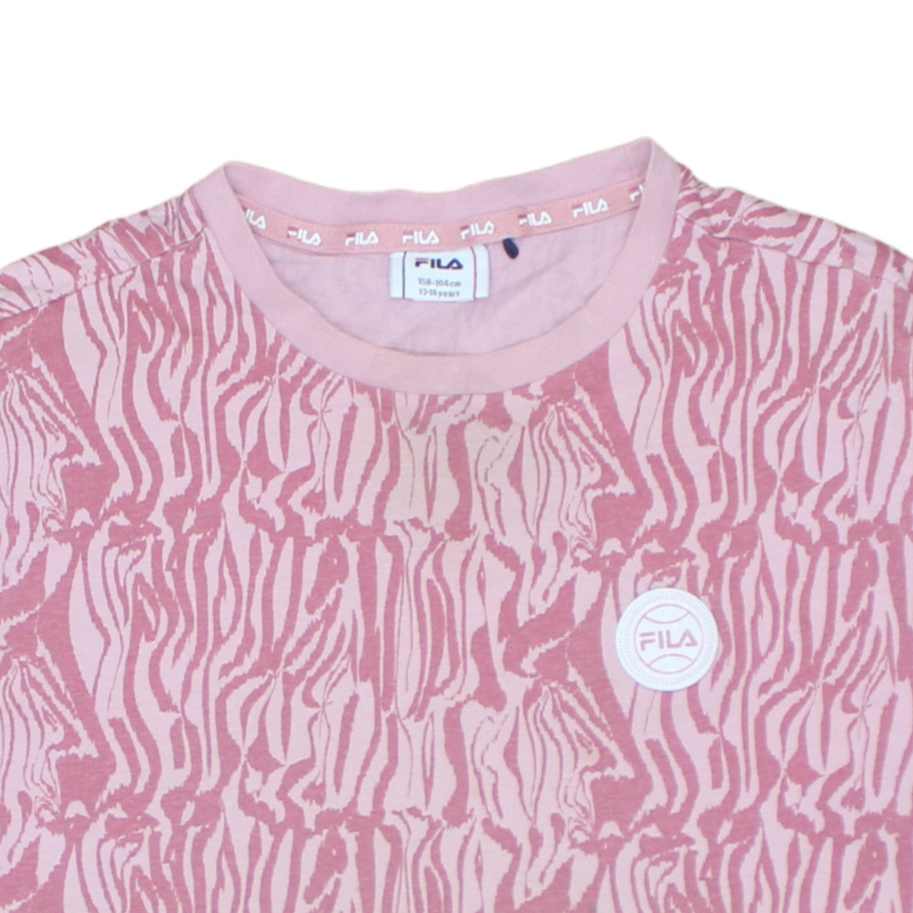 Fila Girls Pink Animal Print T-Shirt Dress 13-14 Years Casual Jersey