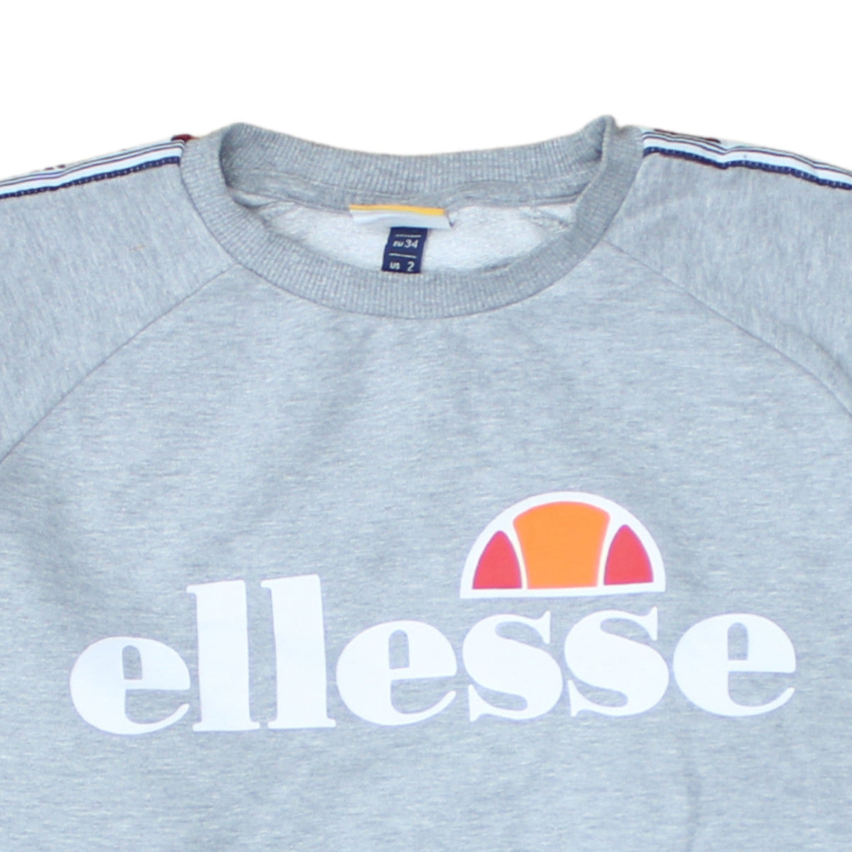 Ellesse Women Grey Logo Pullover Sweatshirt UK 6 Cotton Blend