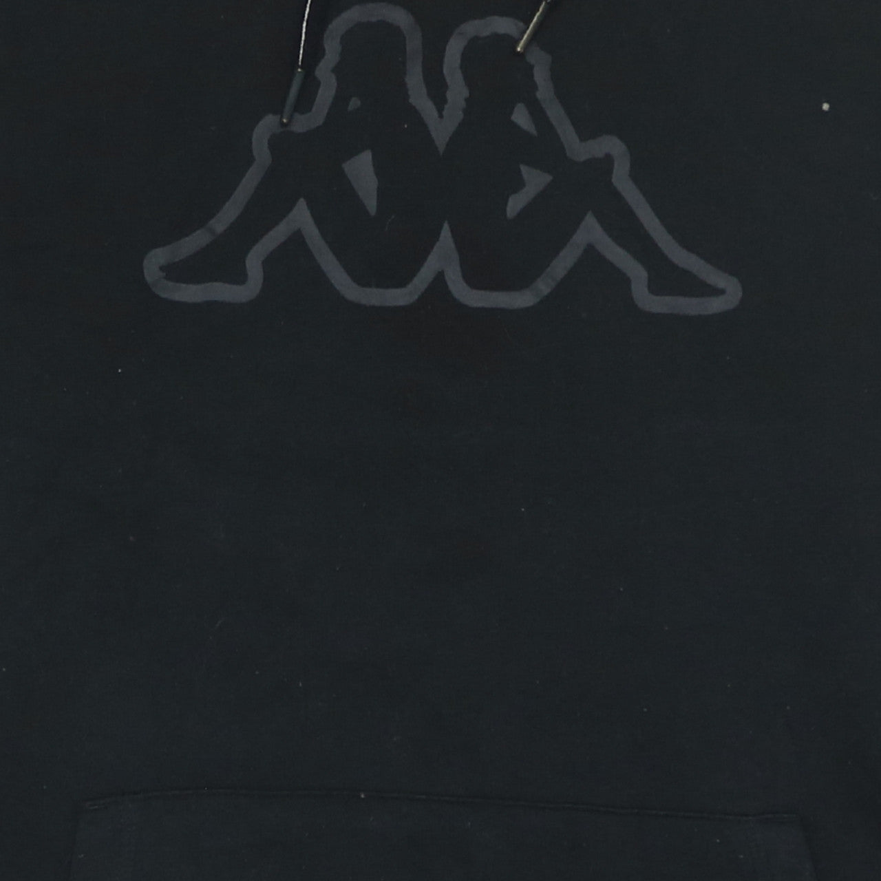 Kappa Mens Black Pullover Hoodie 2XL Logo Fleece Sweatshirt