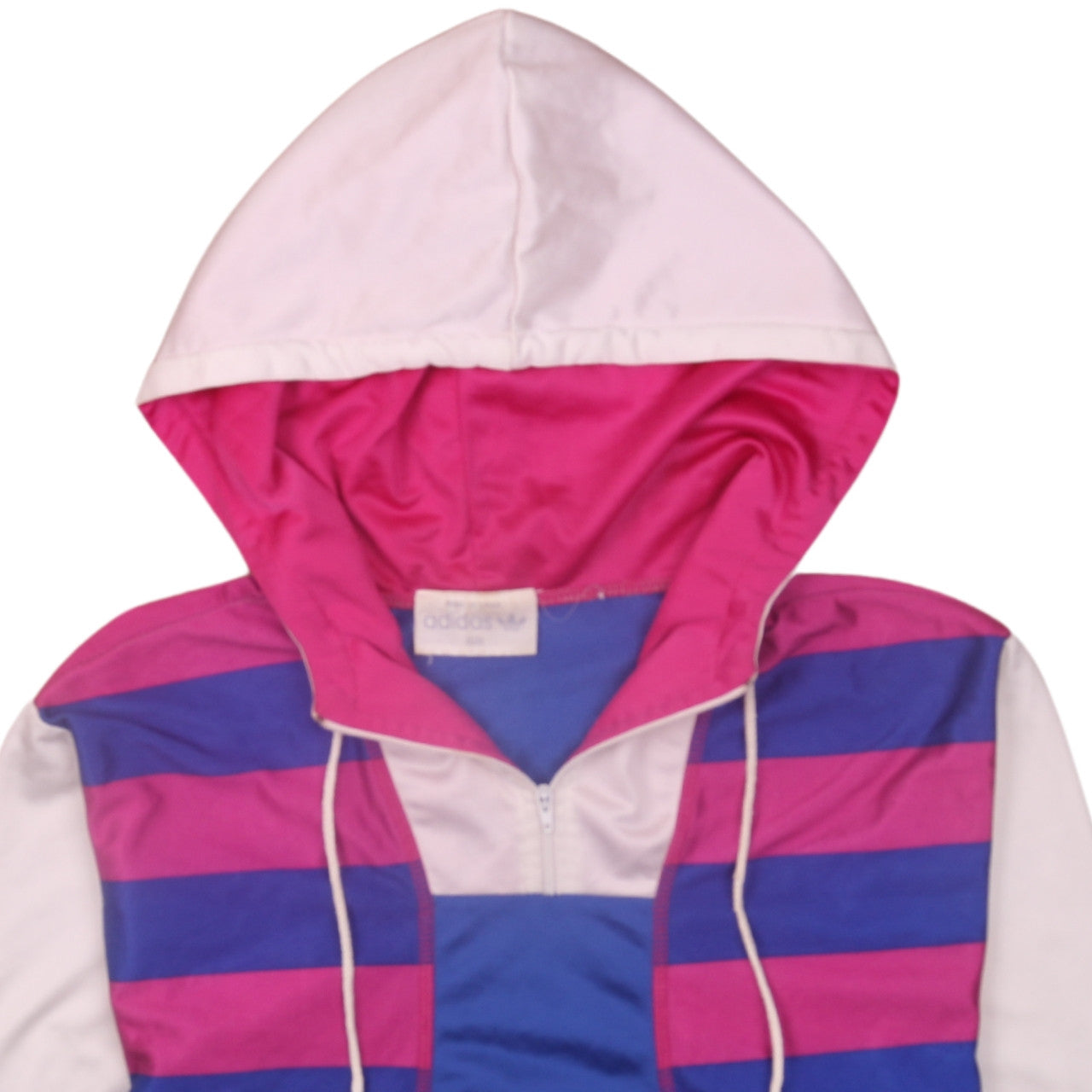 Adidas Girls Blue Pink Striped Hooded Sweatshirt Size 12 Full Zip