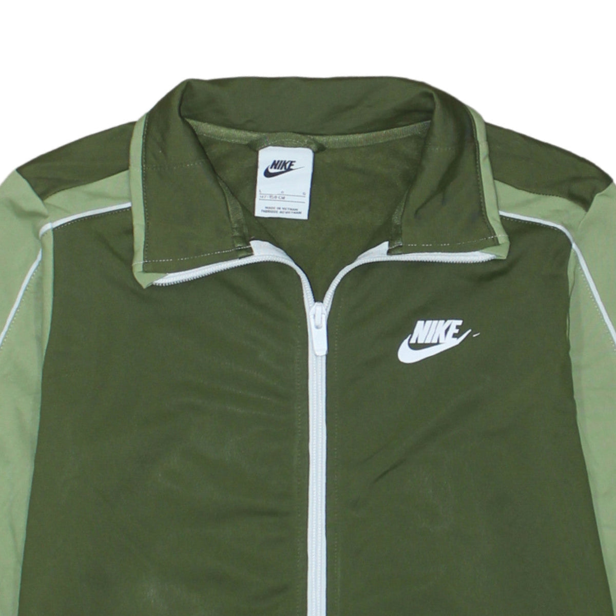 Nike Boys Green Track Jacket Size 13-14 Years Full Zip Activewear